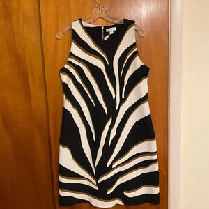Sheath Sleeveless Zebra Print Black and White Dress By Charter Club, Size Med.